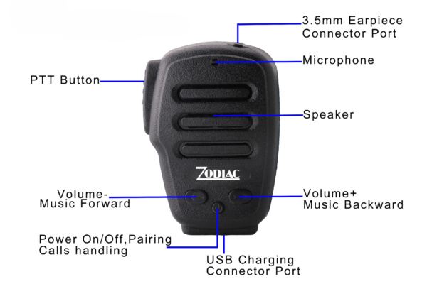 Zodiac monofon bluetooth m/PTT og 3.5 mm. Uttak - Bild 2